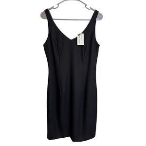 VTG Andrea Polizzi Rex Lester Black Fitted Hourglass Cocktail Dress V-neck NWT 8